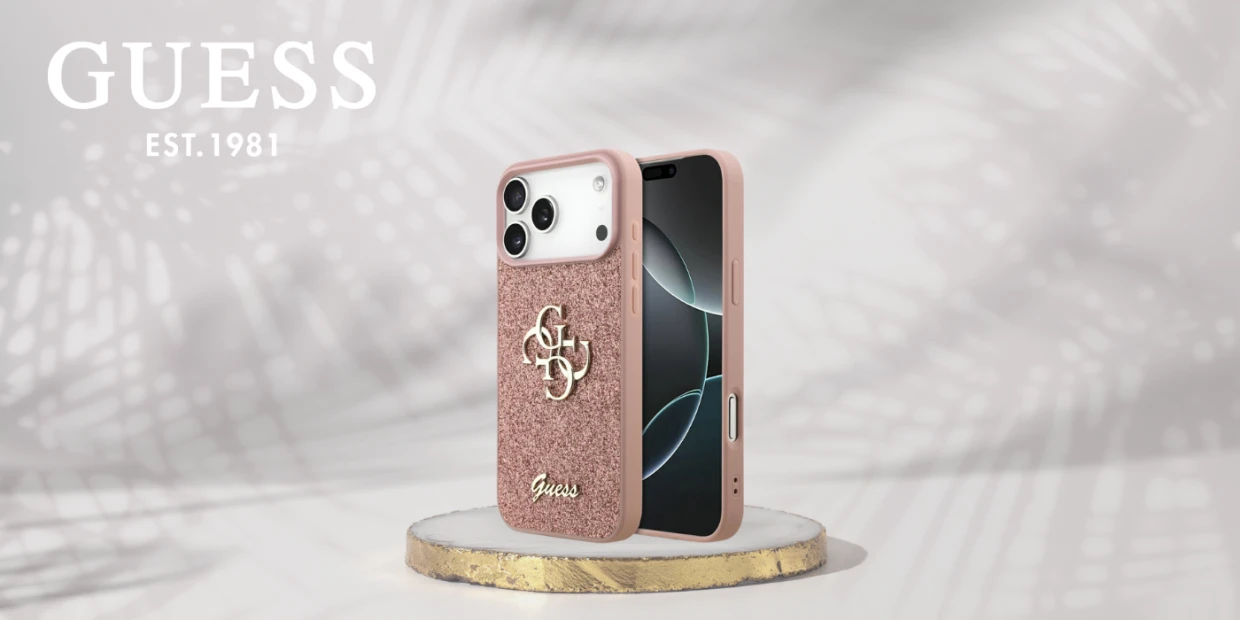 Husa Guess Fixed Glitter Big 4G compatibila cu iPhone 18 Pro Max / 17 Pro Max, Roz 1 Lerato.ro