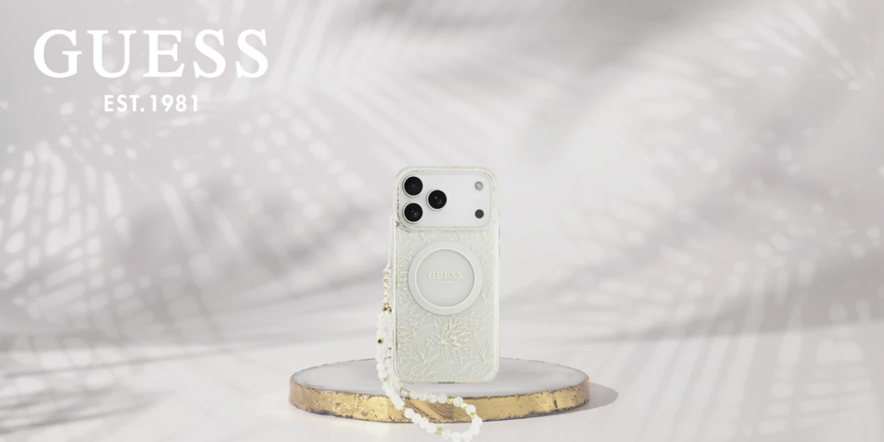 Husa GuessI ML Flowers Allover Electroplated Pearl Strap cu MagSafe compatibila cu iPhone 18 Pro Max / 17 Pro Max, Alb 1 Lerato.ro