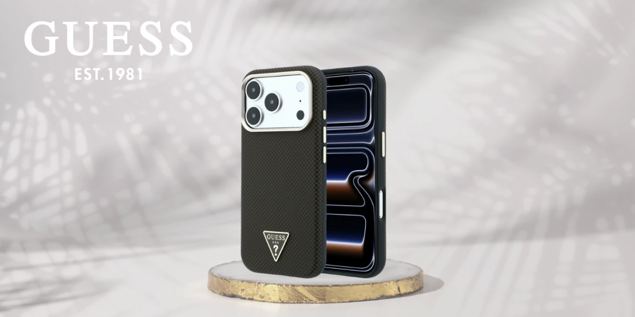 Husa Guess Kevlar Triangle Logo cu MagSafe compatibila cu iPhone 18 Pro / 17 Pro, Maro 1 Lerato.ro