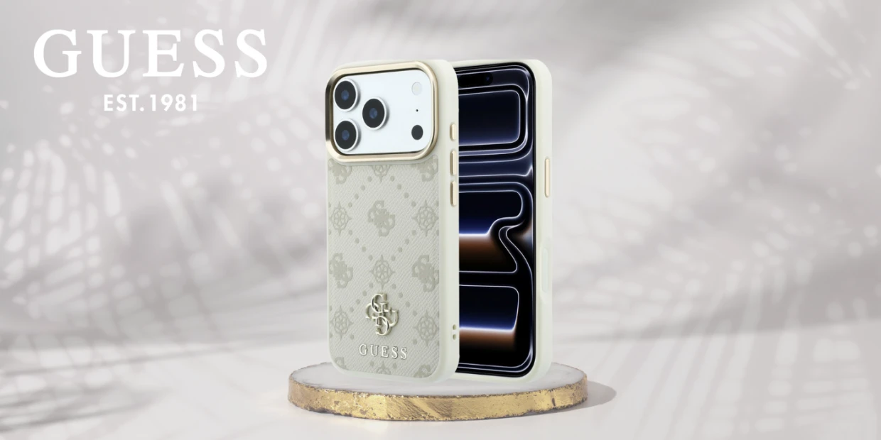Husa Guess Peony 4G Small Logo cu MagSafe compatibila cu iPhone 18 Pro / 17 Pro, Bej 1 Lerato.ro