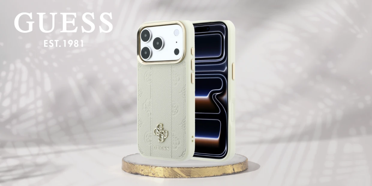 Husa Guess Stripe Peony 4G Logo cu MagSafe compatibila cu iPhone 18 Pro / 17 Pro, Bej 1 Lerato.ro