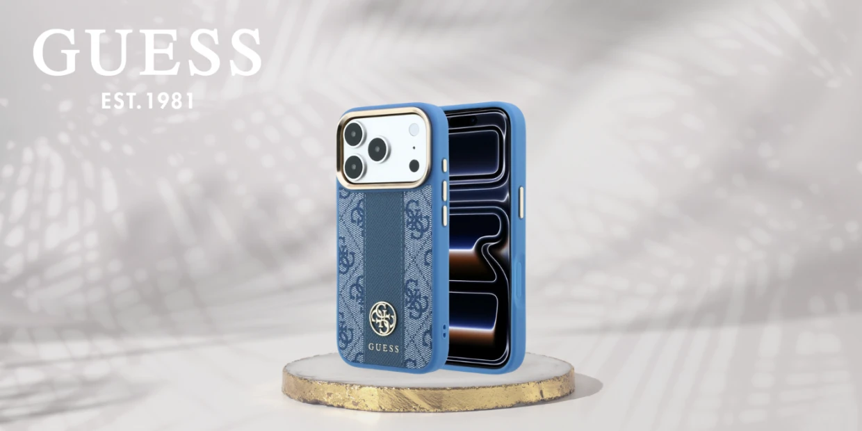 Husa Guess 4G Stripe Round Classic Logo cu MagSafe compatibila cu iPhone 18 Pro Max / 17 Pro Max, Albastru 1 Lerato.ro