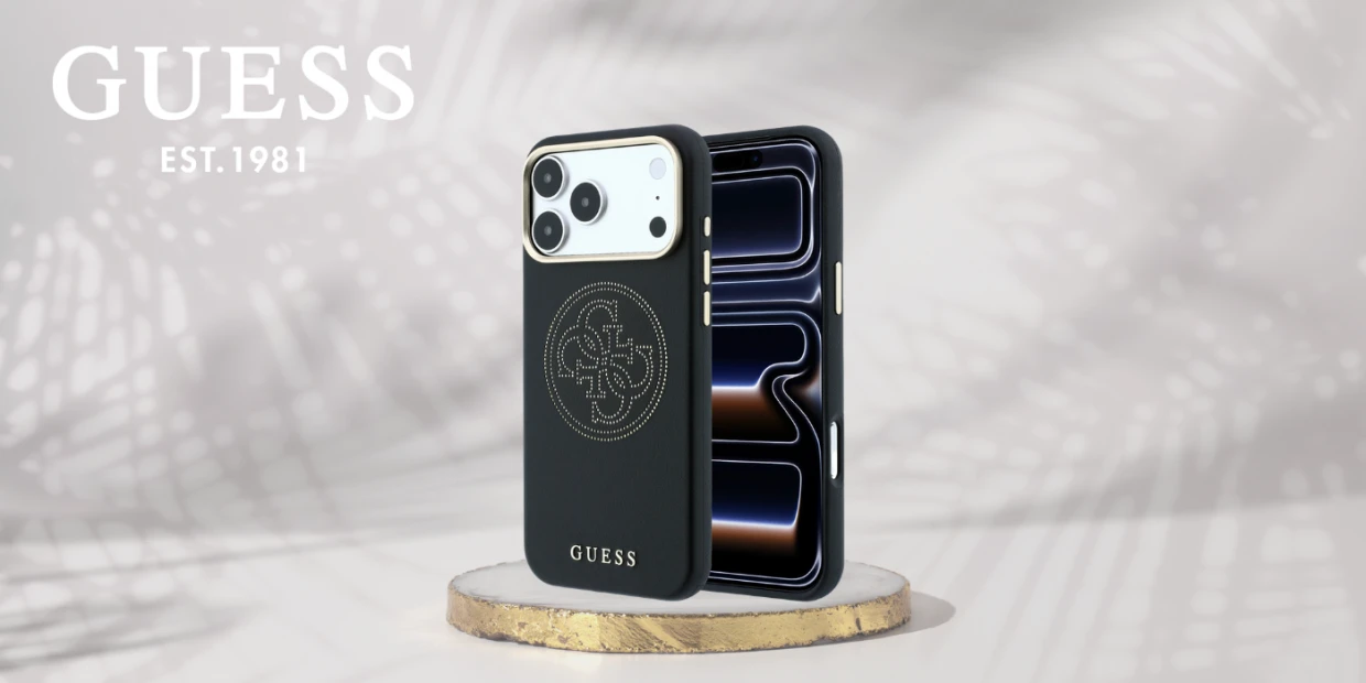 Husa Guess Perforated 4G Gold Logo cu MagSafe compatibila cu iPhone 18 Pro Max / 17 Pro Max, Negru 1 Lerato.ro