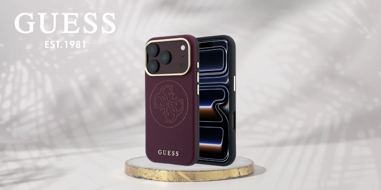 Husa Guess Perforated 4G Gold Logo cu MagSafe compatibila cu iPhone 18 Pro / 17 Pro, Burgundy 1 Lerato.ro