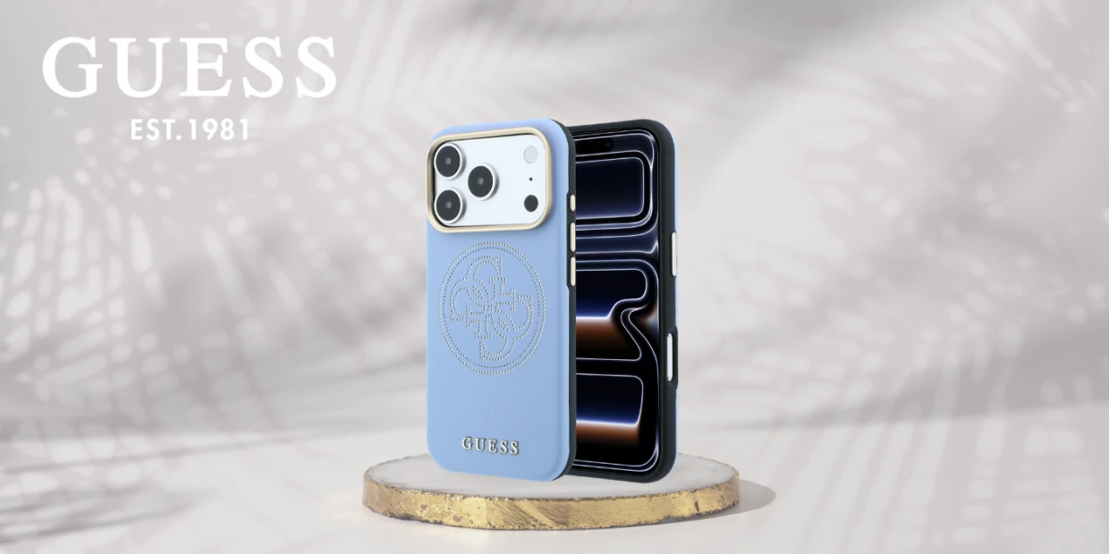 Husa Guess Perforated 4G Gold Logo cu MagSafe compatibila cu iPhone 18 Pro / 17 Pro, Albastru 1 Lerato.ro