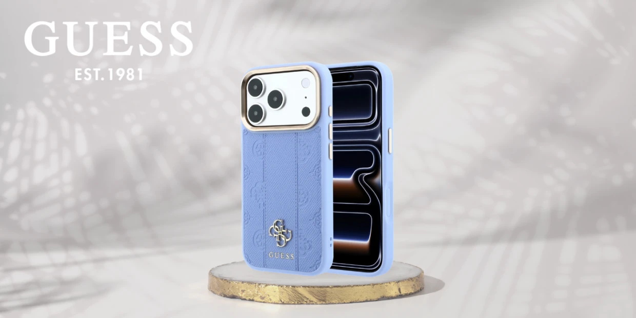 Husa Guess Stripe Peony 4G Logo cu MagSafe compatibila cu iPhone 18 Pro / 17 Pro, Albastru 1 Lerato.ro