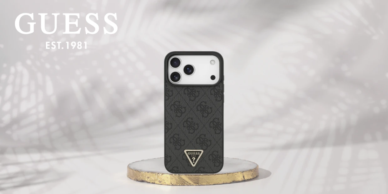 Husa Guess Leather 4G Triangle Stras cu MagSafe compatibila cu iPhone 17 Pro Max / 18 Pro Max, Negru 1 Lerato.ro