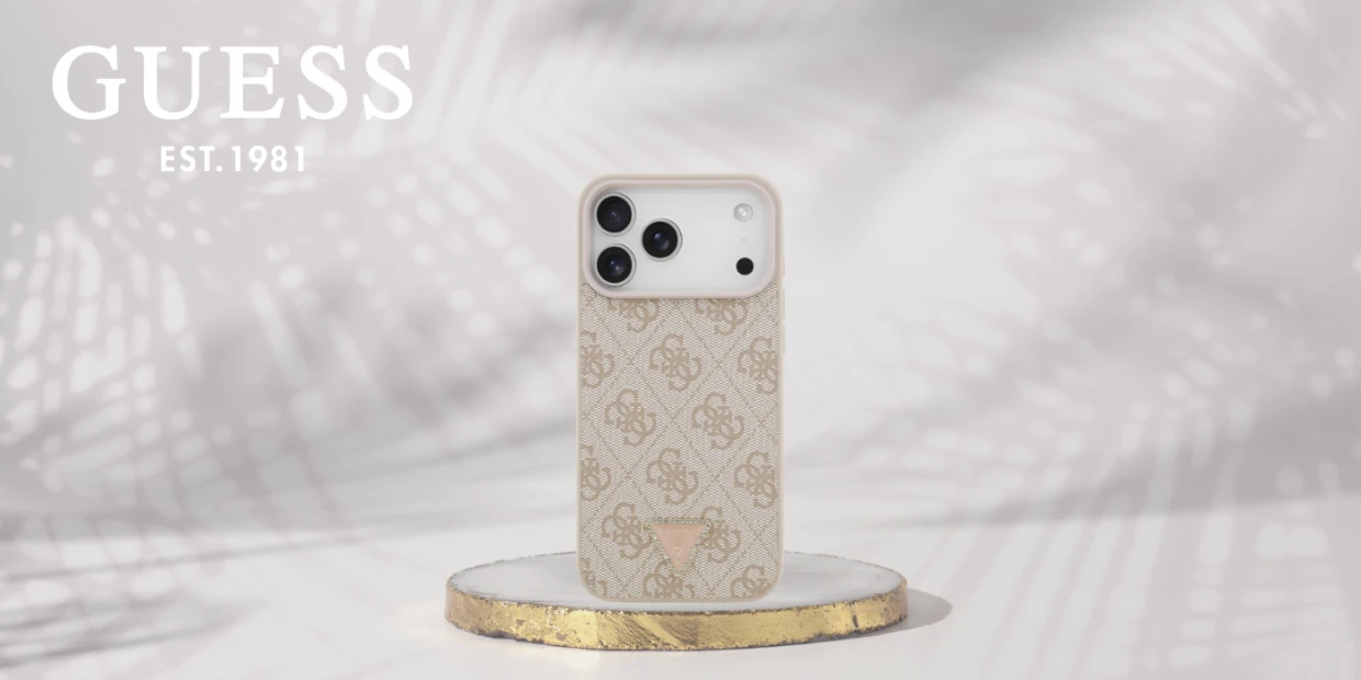 Husa Guess Leather 4G Triangle Stras cu MagSafe compatibila cu iPhone 17 Pro Max / 18 Pro Max, Roz 1 Lerato.ro