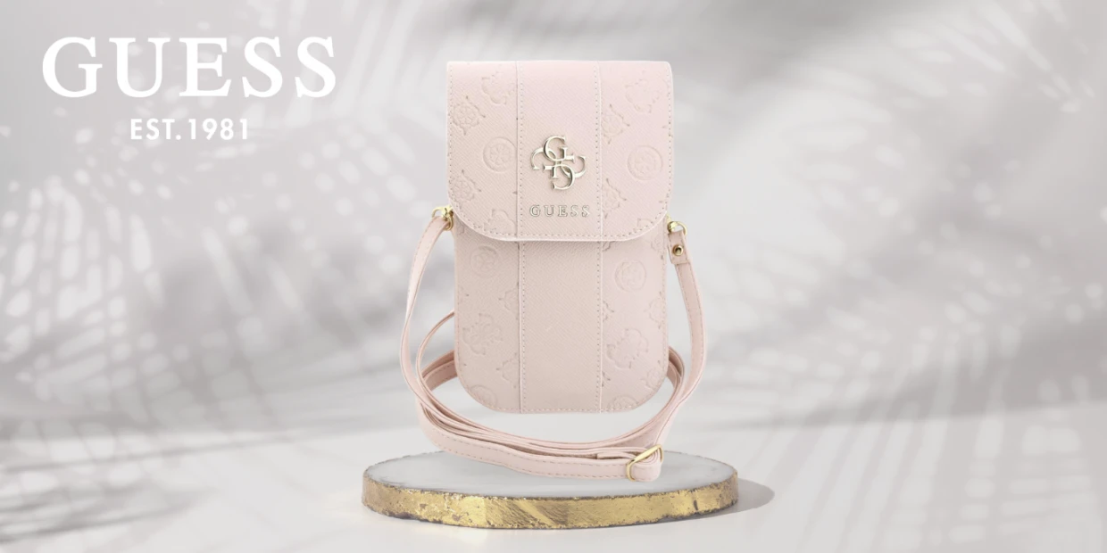 Geanta universala din piele ecologica Guess Peony 4G Classic Logos Stripe, Roz 1 Lerato.ro