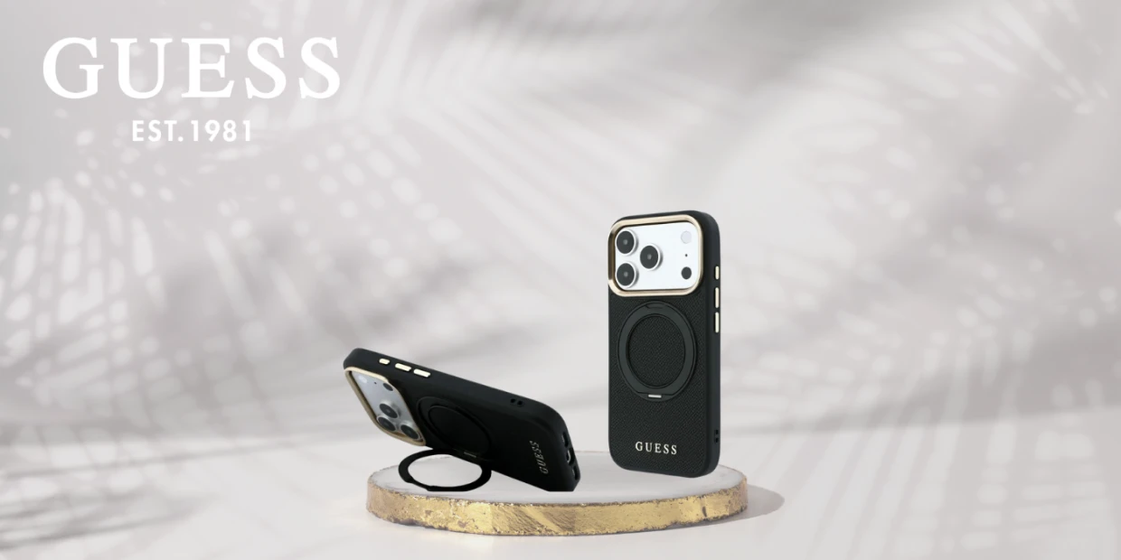 Husa Guess Ring Stand 360 Grained Classic Logo cu MagSafe compatibila cu iPhone 18 Pro / 17 Pro, Negru 1 Lerato.ro