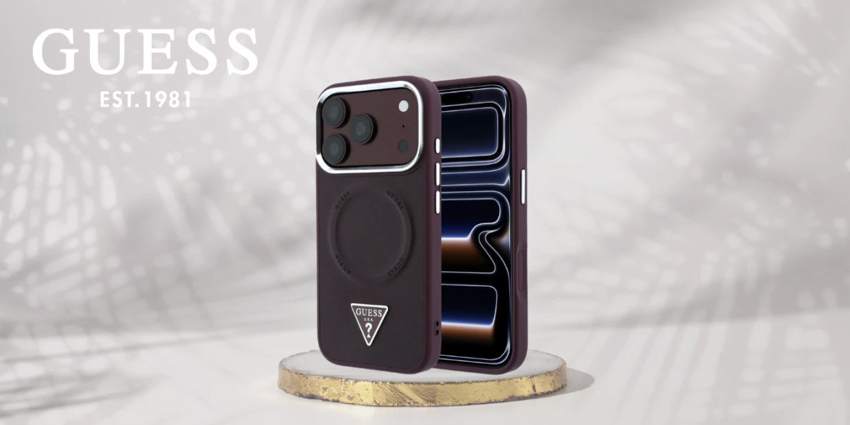 Husa Guess Triangle Logo cu MagSafe compatibila cu iPhone 18 Pro Max / 17 Pro Max, Burgundy 1 Lerato.ro