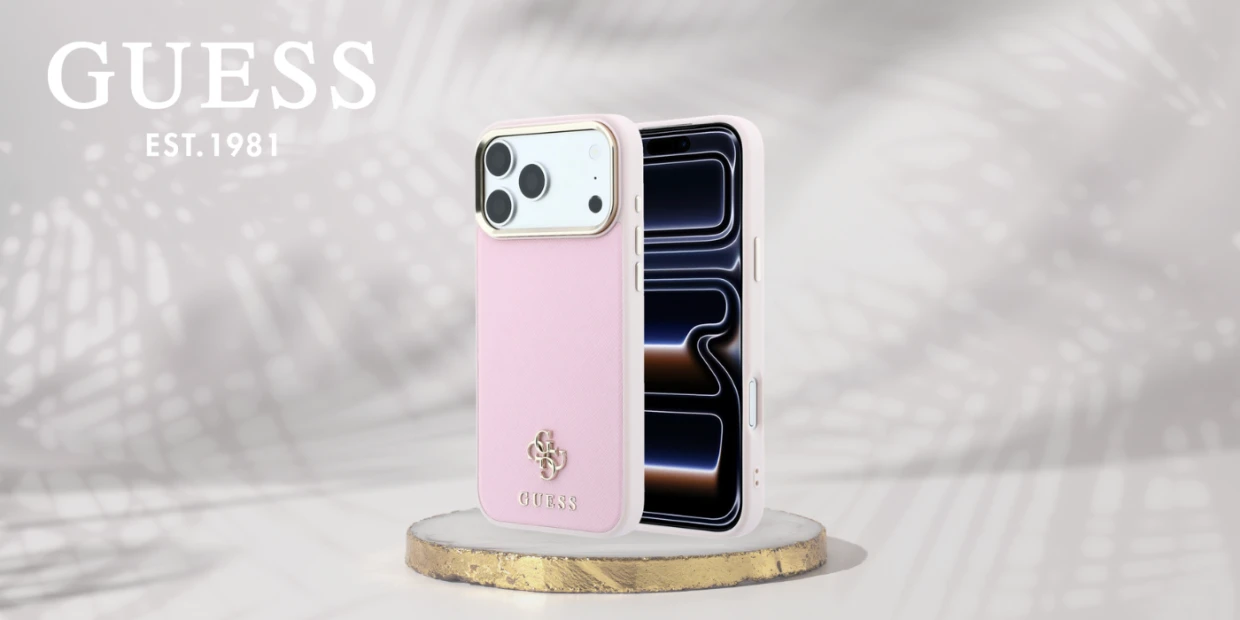 Husa Guess Saffiano Small 4G Classic Logo cu MagSafe compatibila cu iPhone 18 Pro / 17 Pro, Roz 1 Lerato.ro