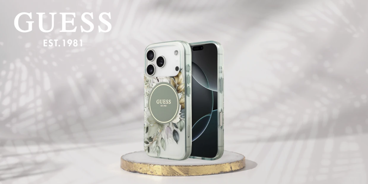 Husa Guess IML Flower and Tonal Circle cu MagSafe compatibila cu iPhone 18 Pro / 17 Pro, Verde 1 Lerato.ro