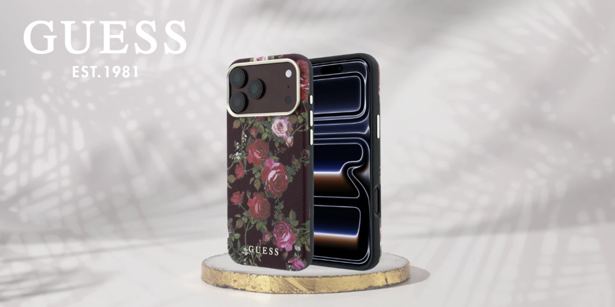 Husa Guess Blossom Roses Print cu MagSafe compatibila cu iPhone 18 Pro / 17 Pro, Burgundy 1 Lerato.ro