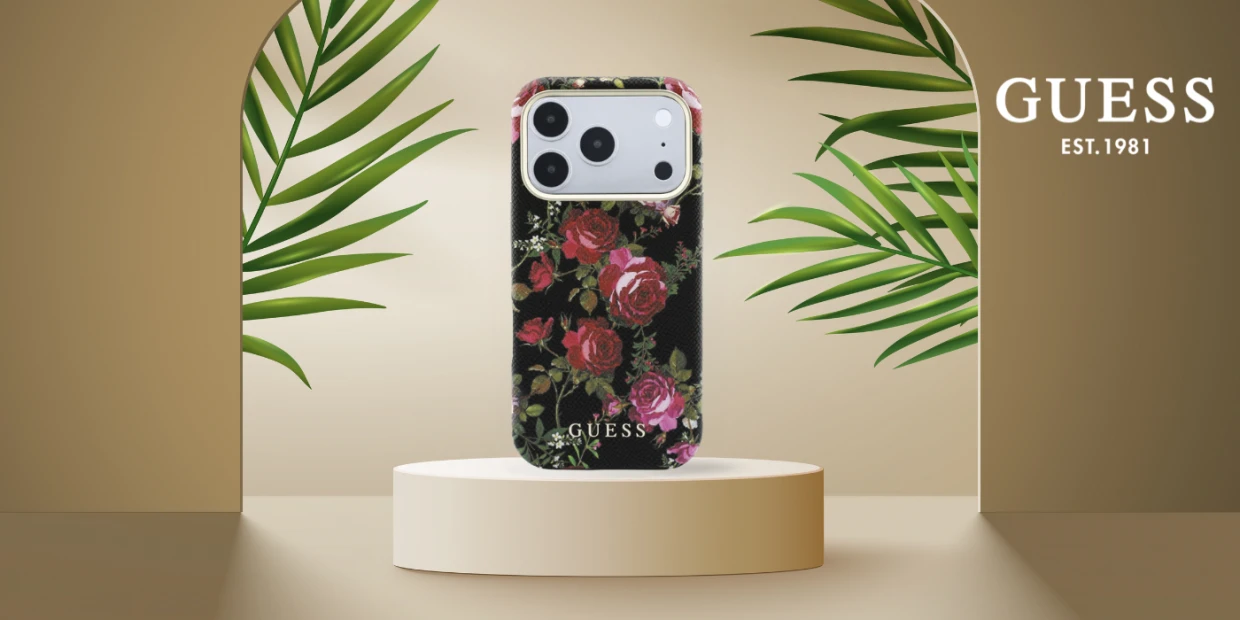 Husa Guess Blossom Roses Print cu MagSafe compatibila cu iPhone 18 Pro Max / 17 Pro Max, Negru 1 Lerato.ro