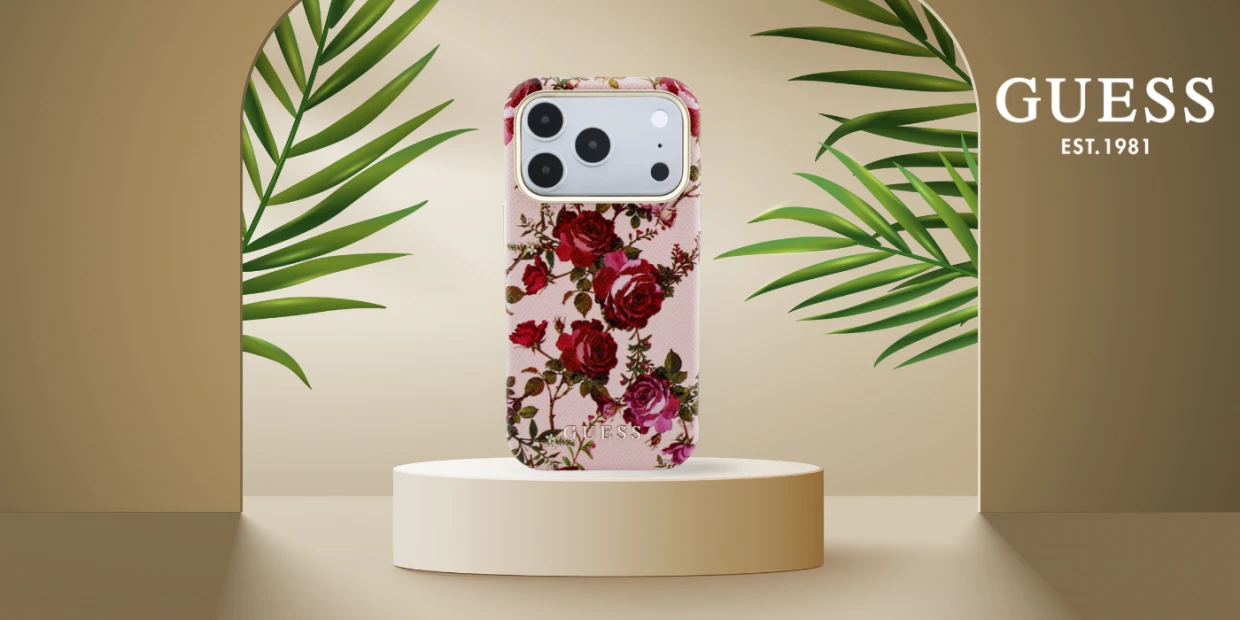 Husa Guess Blossom Roses Print cu MagSafe compatibila cu iPhone 18 Pro Max / 17 Pro Max, Roz 1 Lerato.ro
