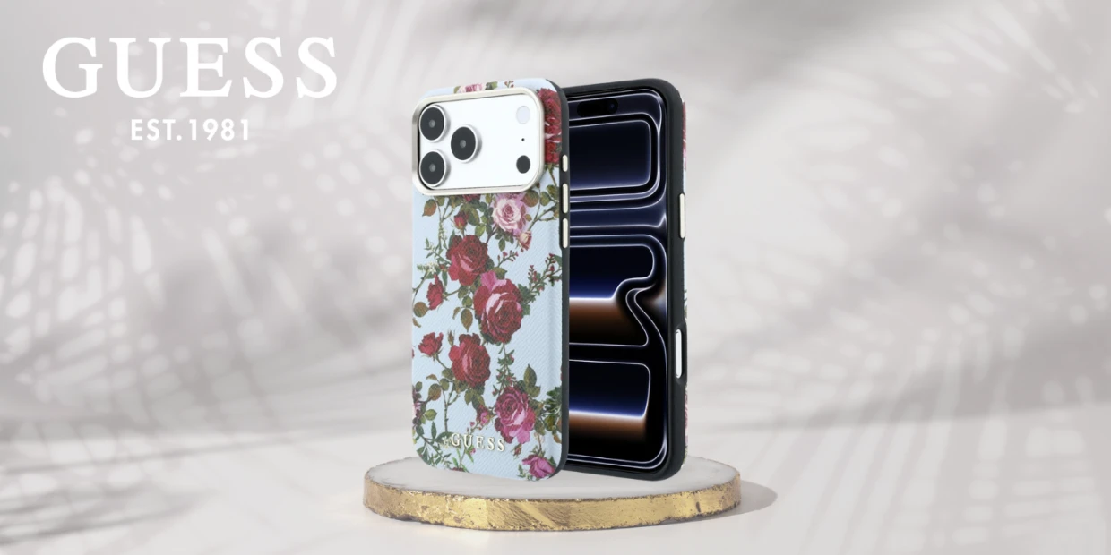 Husa Guess Blossom Roses Print cu MagSafe compatibila cu iPhone 18 Pro / 17 Pro, Albastru 1 Lerato.ro