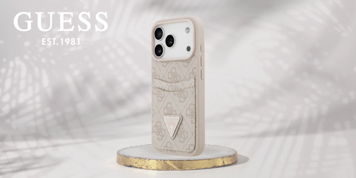 Husa Guess 4G Double Card Triangle compatibila cu iPhone 18 Pro / 17 Pro, Roz 1 Lerato.ro
