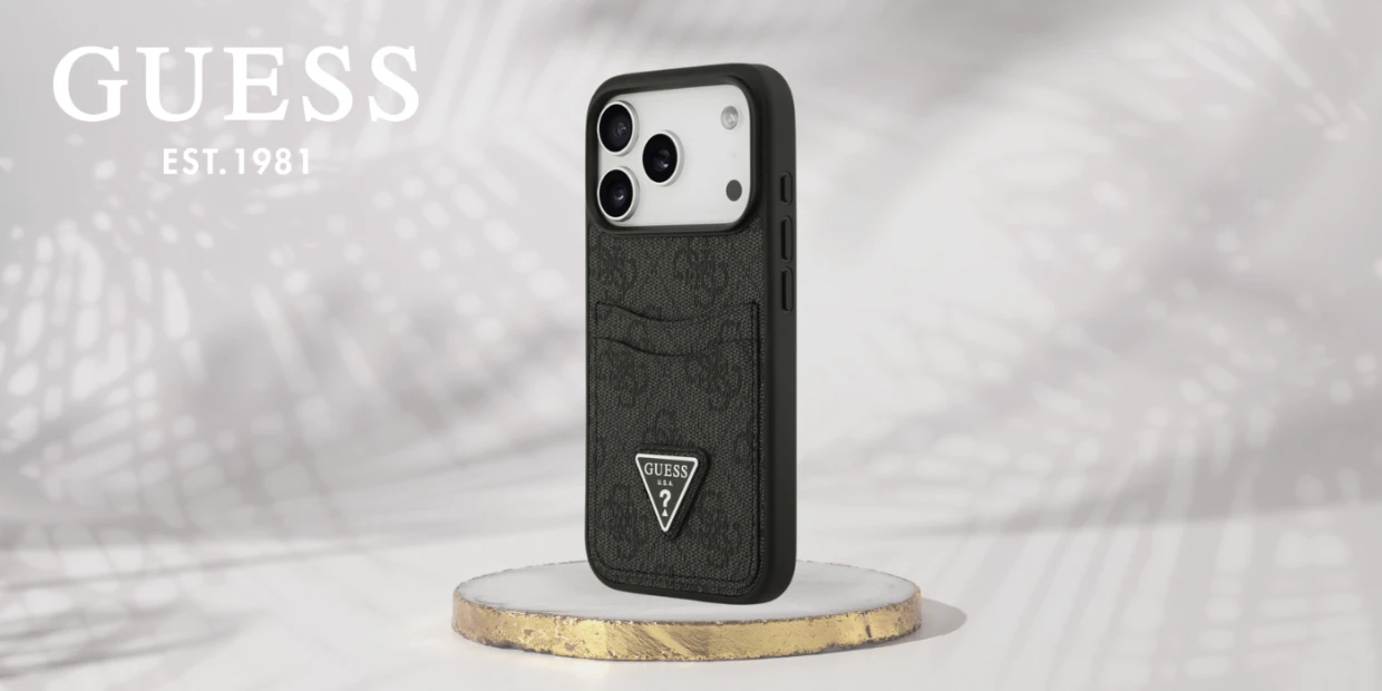 Husa Guess 4G Double Card Triangle compatibila cu iPhone 18 Pro Max / 17 Pro Max, Negru 1 Lerato.ro