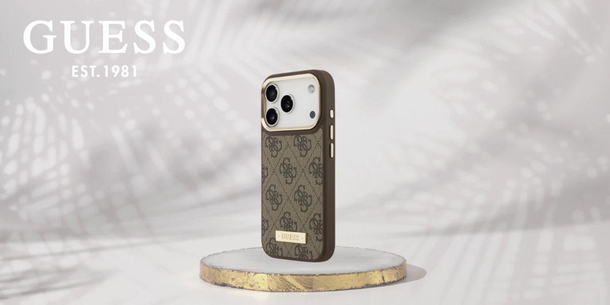 Husa Guess 4G Logo Plate cu MagSafe compatibila cu iPhone 18 Pro Max / 17 Pro Max, Maro 1 Lerato.ro