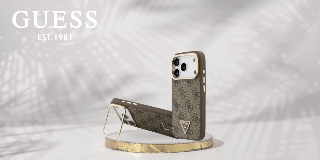 Husa Guess PU Triangle Logo and Camera Stand cu MagSafe compatibila cu iPhone 18 Pro Max / 17 Pro Max, Maro 1 Lerato.ro