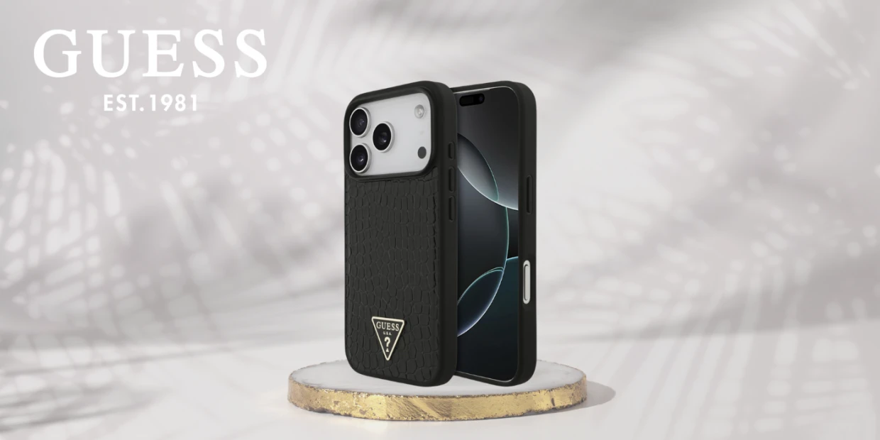 Husa Guess Croco Triangle Logo cu MagSafe compatibila cu iPhone 18 Pro Max / 17 Pro Max, Negru 1 Lerato.ro