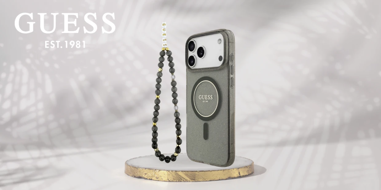 Husa Guess IML Glitter Pearl Strap cu MagSafe compatibila cu iPhone 18 Pro / 17 Pro, Negru 1 Lerato.ro