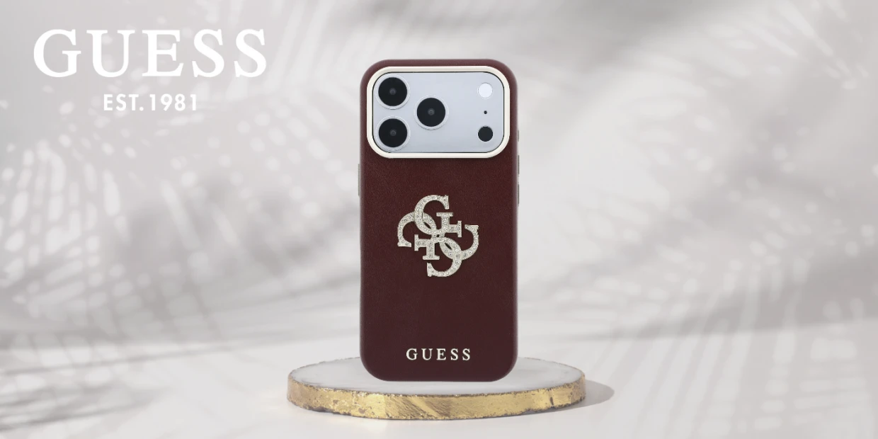 Husa Guess Smooth Big Strass Logo and Strap compatibila cu iPhone 18 Pro Max / 17 Pro Max, Burgundy 1 Lerato.ro