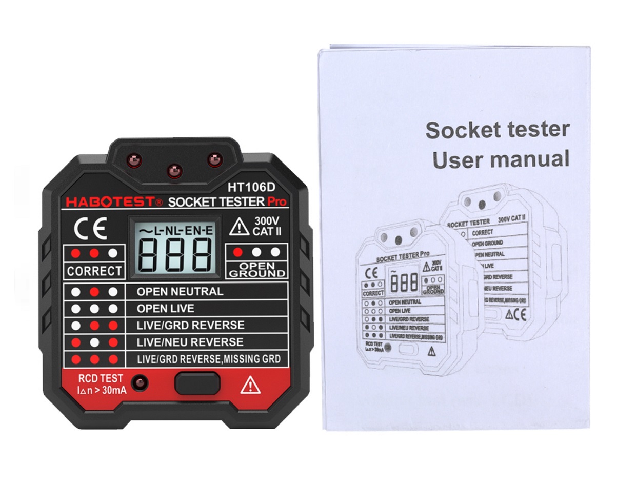 Aparat de masura digital Habotest HT106D, Tester priza, Afisaj LCD, Negru 1 Lerato.ro