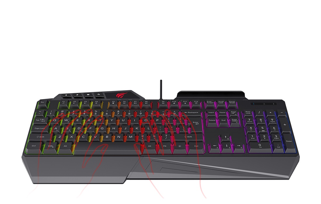 Kit tastatura si mouse gaming Havit Gamenote KB852CM, conexiune USB, iluminate, lungime cablu 1.5m, Negru 1 Lerato.ro