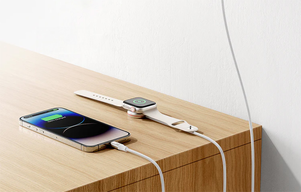 Cablu pentru incarcare Joyroom S-IW012 compatibil cu Apple Watch, USB-C/Lightning, Incarcare magnetica, 3.5W, 1.5m, Alb 1 Lerato.ro