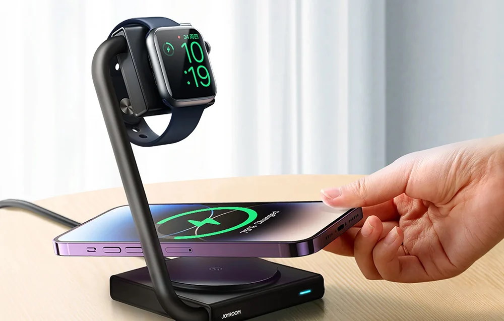 Statie de incarcare 2 in 1 Joyroom JR-WQN05 Magnetic, Wireless Charge 15W, Negru 1 Lerato.ro