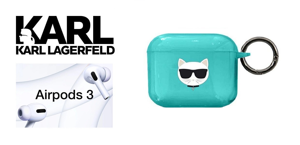 Carcasa Karl Lagerfeld KLA3UCHFL Choupette Head compatibila cu Apple AirPods 3 Albastru 1 Lerato.ro