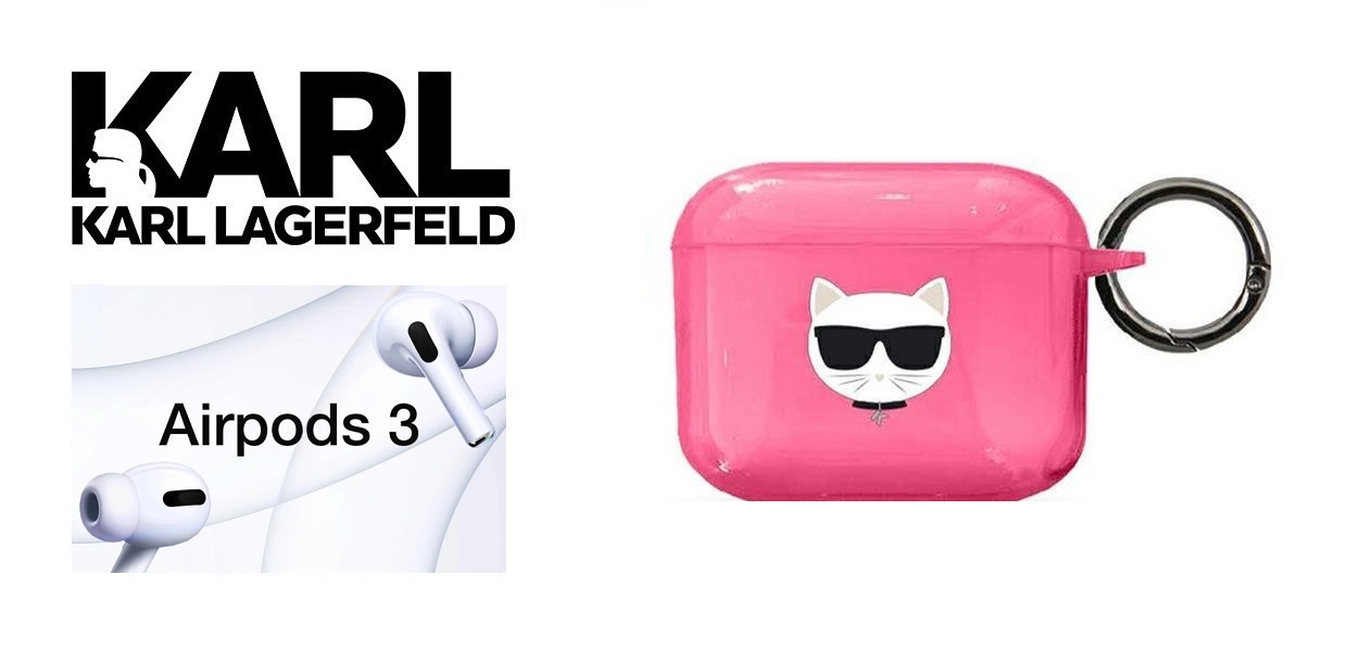 Carcasa Karl Lagerfeld KLA3UCHFP Choupette Head compatibila cu Apple AirPods 3 Roz 1 Lerato.ro