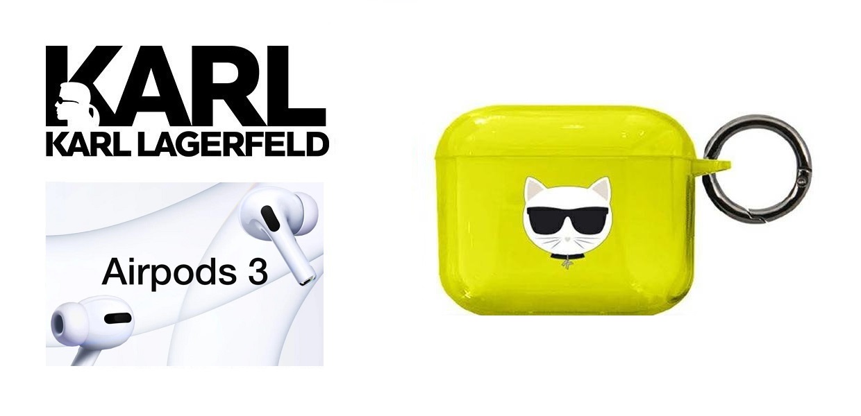 Carcasa Karl Lagerfeld KLA3UCHFY Choupette Head compatibila cu Apple AirPods 3 Galben 1 Lerato.ro