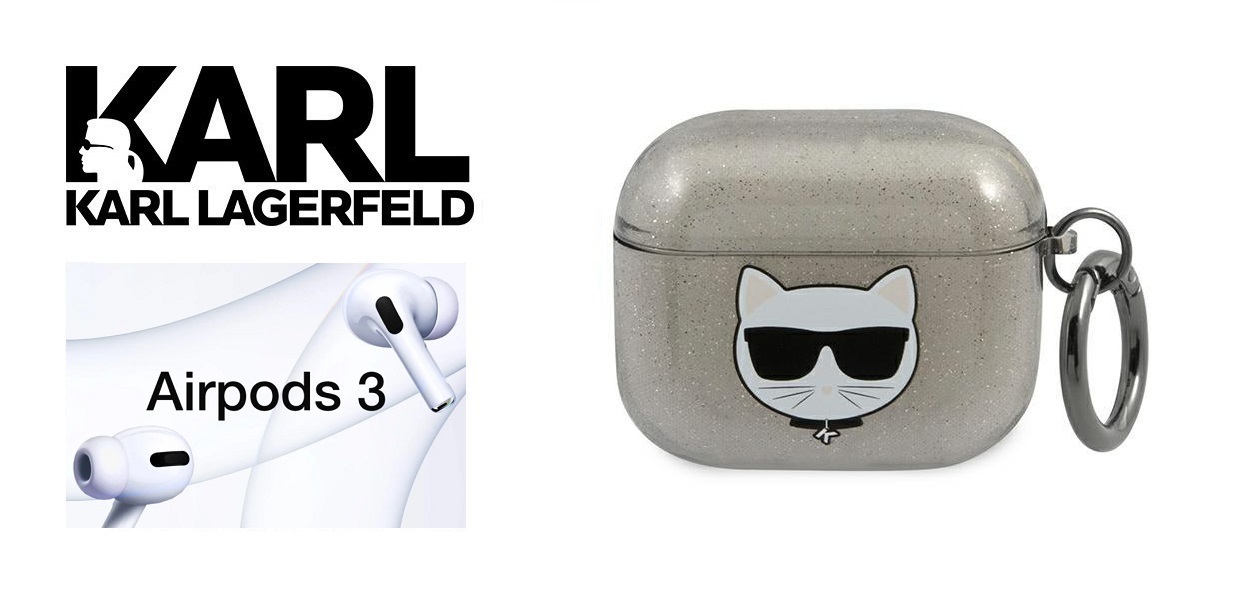 Carcasa Karl Lagerfeld KLA3UCHGK Glitter Choupette Head compatibila cu Apple AirPods 3 Negru 1 Lerato.ro