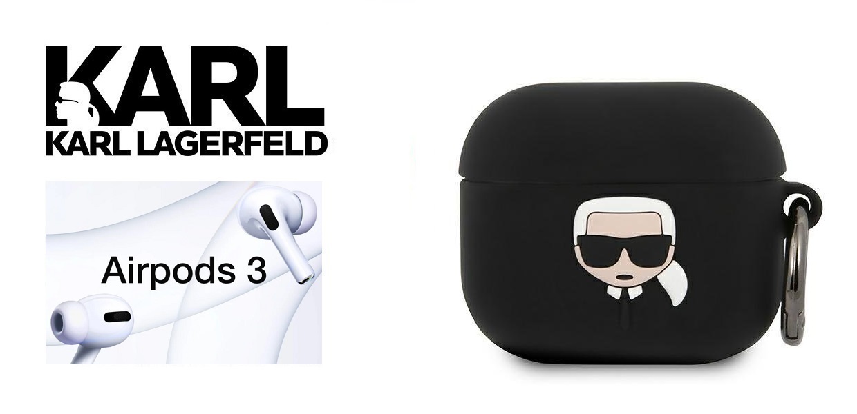 Carcasa Karl Lagerfeld KLACA3SILKHBK Silicone Ikonik compatibila cu Apple AirPods 3 Negru 1 Lerato.ro