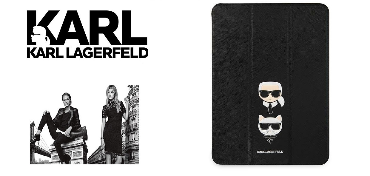 Husa Karl Lagerfeld KLFC12OKCK Saffiano Karl & Choupette compatibila cu iPad Pro 12.9 inch (2021) Negru 1 Lerato.ro