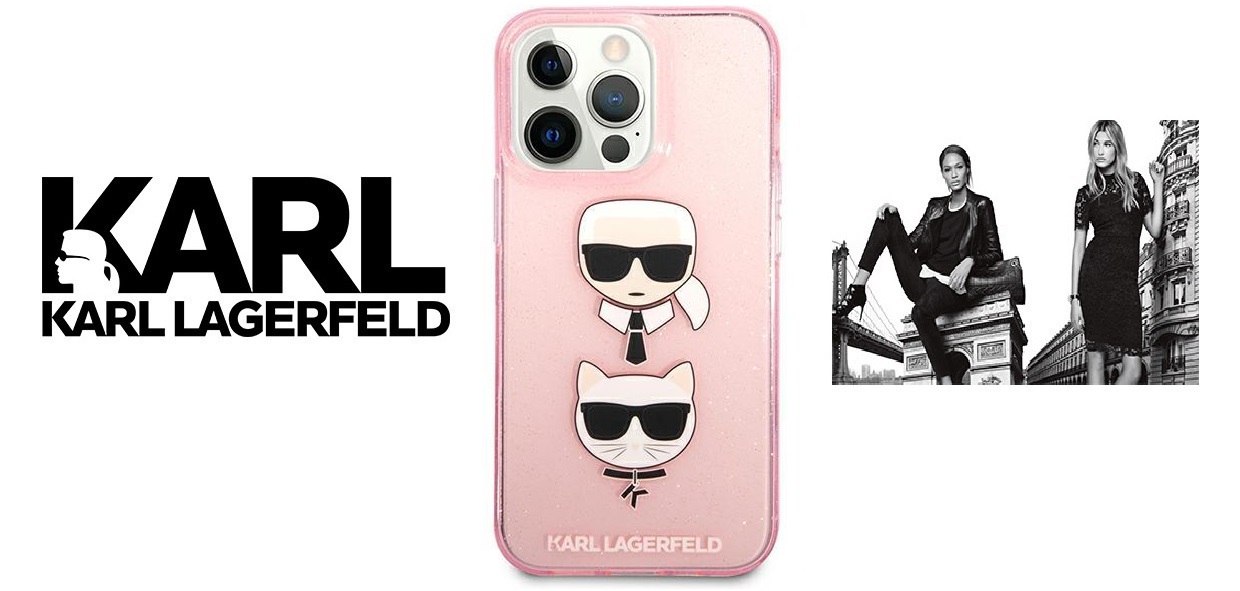 Husa Karl Lagerfeld KLHCP13XKCTUGLP compatibila cu iPhone 13 Pro Max, Glitter Karl`s & Choupette, Roz 1 Lerato.ro