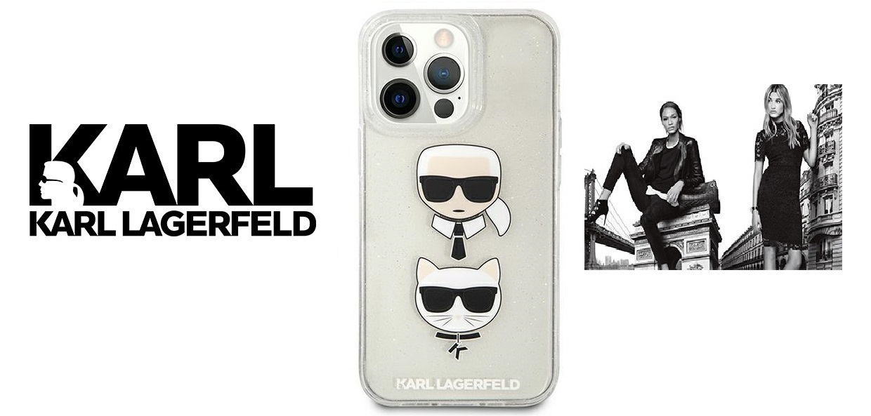 Husa Karl Lagerfeld KLHCP13XKCTUGLS compatibila cu iPhone 13 Pro Max, Glitter Karl`s & Choupette, Silver 1 Lerato.ro
