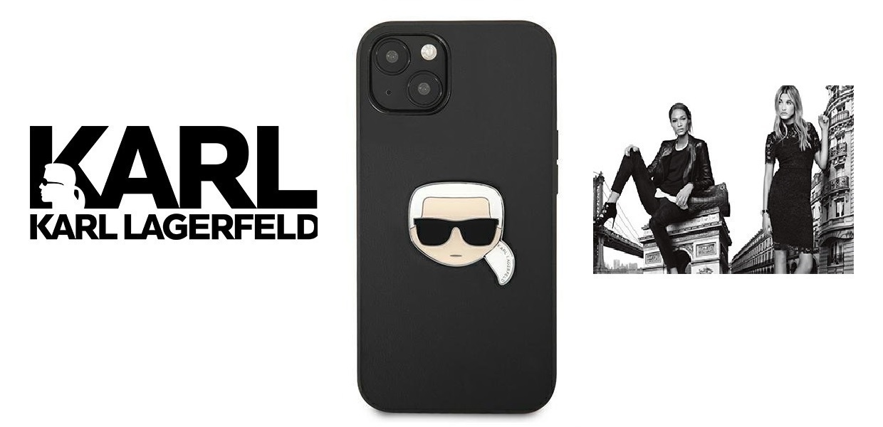 Husa Karl Lagerfeld KLHCP13MPKMK compatibila cu iPhone 13, Leather Ikonik Karl`s Head Metal, Negru 1 Lerato.ro