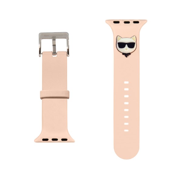 Curea Karl Lagerfeld Silicone Choupette Head compatibila cu Apple Watch 42/44/45mm, Roz 1 Lerato.ro