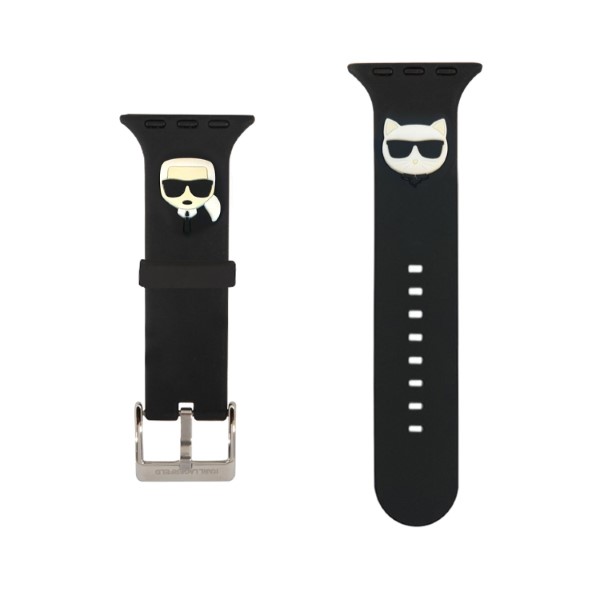 Curea Karl Lagerfeld Silicone Karl and Choupette compatibila cu Apple Watch 42/44/45mm, Negru 1 Lerato.ro