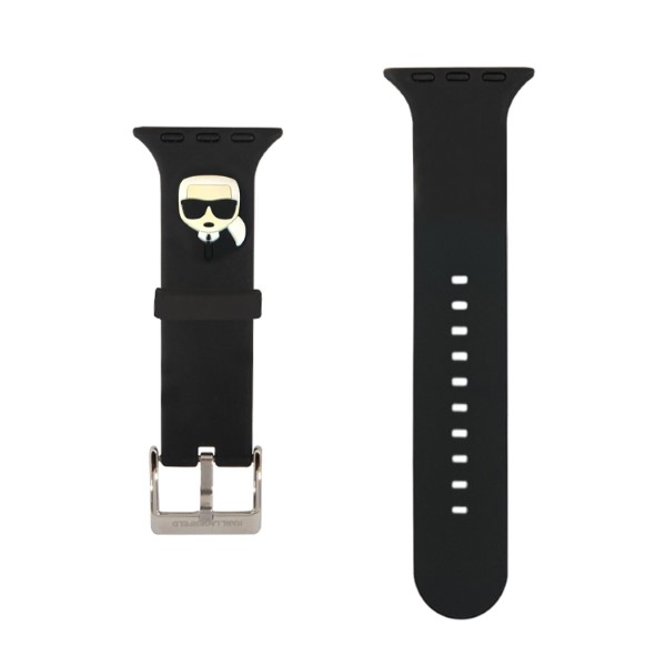 Curea Karl Lagerfeld Silicone Karl Head compatibila cu Apple Watch 42/44/45mm, Negru 1 Lerato.ro