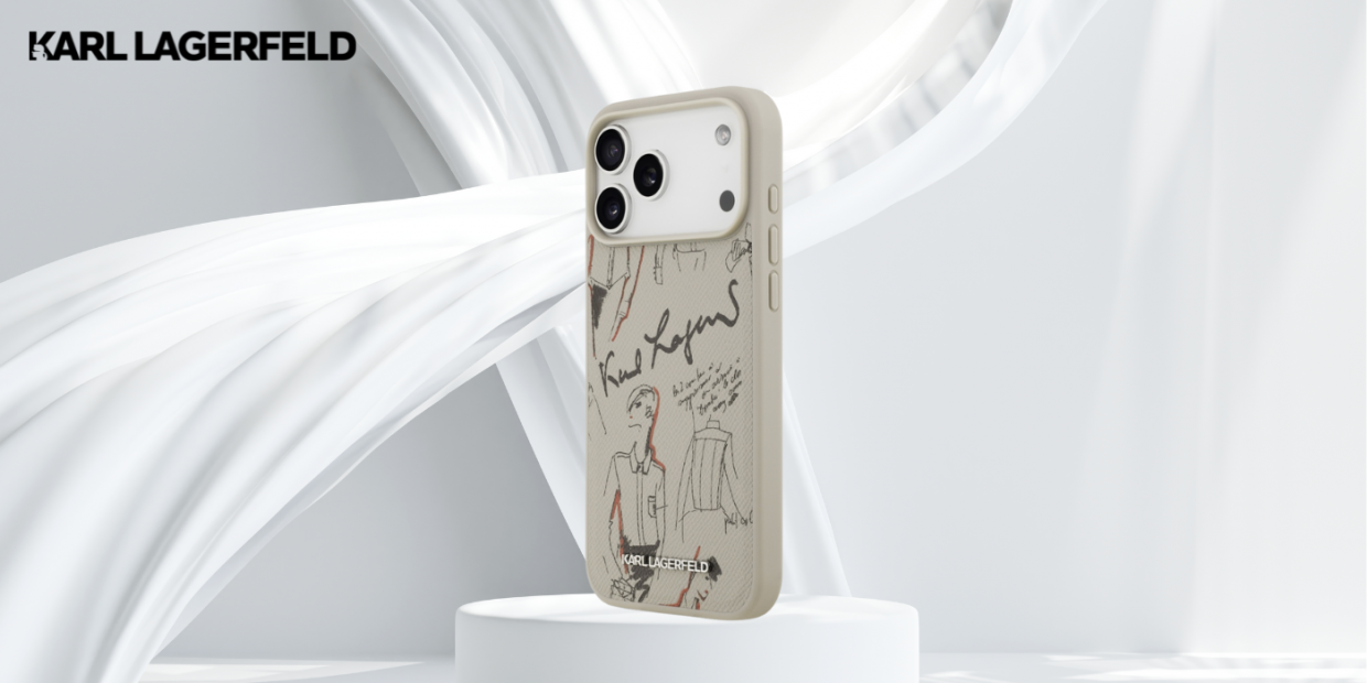 Carcasa Karl Lagerfeld Grained Pattern Logo cu MagSafe compatibila cu iPhone 17 Pro Max, Gri 1 Lerato.ro