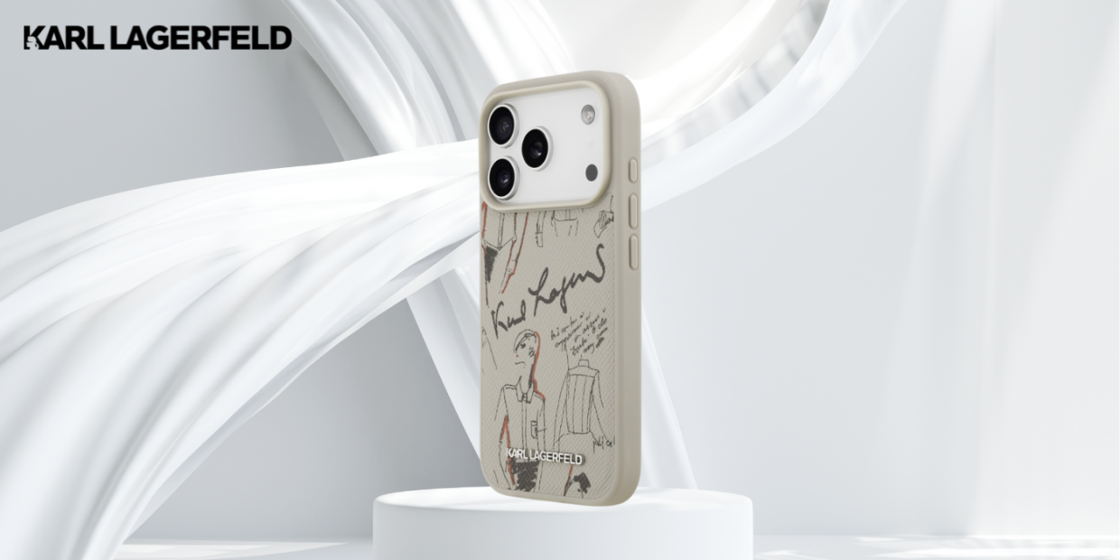 Carcasa Karl Lagerfeld Grained Pattern Logo cu MagSafe compatibila cu iPhone 17 Pro, Gri 1 Lerato.ro