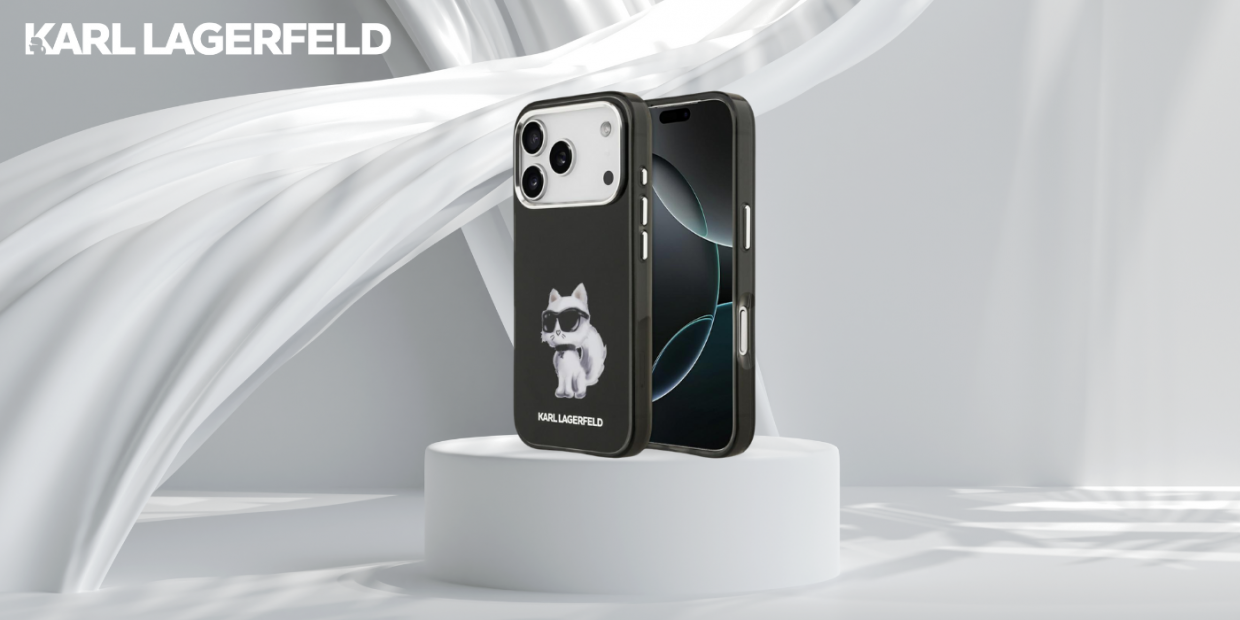 Carcasa Karl Lagerfeld IML Aquarelle Choupette Logo cu MagSafe compatibila cu iPhone 17 Pro, Negru 1 Lerato.ro