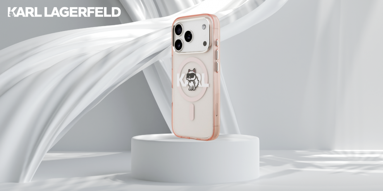 Carcasa Karl Lagerfeld IML Choupette Sketch Logo cu MagSafe compatibila cu iPhone 17 Pro, Roz 1 Lerato.ro