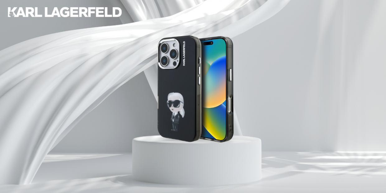 Carcasa Karl Lagerfeld IML Aquarelle Karl Logo MagSafe compatibila cu iPhone 16 Pro, Negru 1 Lerato.ro