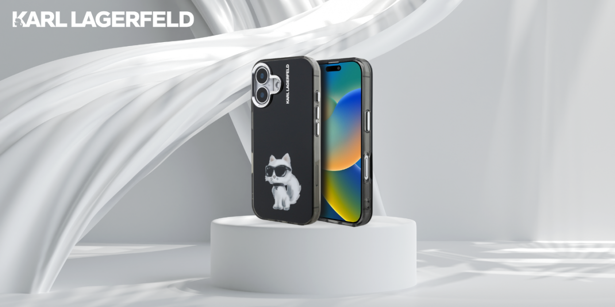 Carcasa Karl Lagerfeld IML Aquarelle Choupette Logo compatibila cu iPhone 16, Negru 1 Lerato.ro